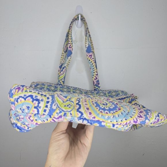 Vintage 00s Vera Bradley Capri Blue Paisley Tote Purse Shoulder Villager Medium - Picture 5 of 10